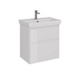 Тумба под умывальник Lemark COMBI 70 см под 1 раковину, подвесная/напольная, 2 ящика, цвет корпуса, фасада: Белый глянец LM03C70T