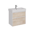Тумба под умывальник Lemark COMBI 80 см под 1 раковину, подвесная/напольная, 2 ящика, цвет фасада: Дуб кантри, цвет корпуса: Белый глянец LM03C80T-dub